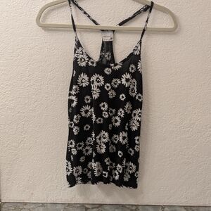 Essentials By Full Tilt Floral Black and White Women's Tank Top